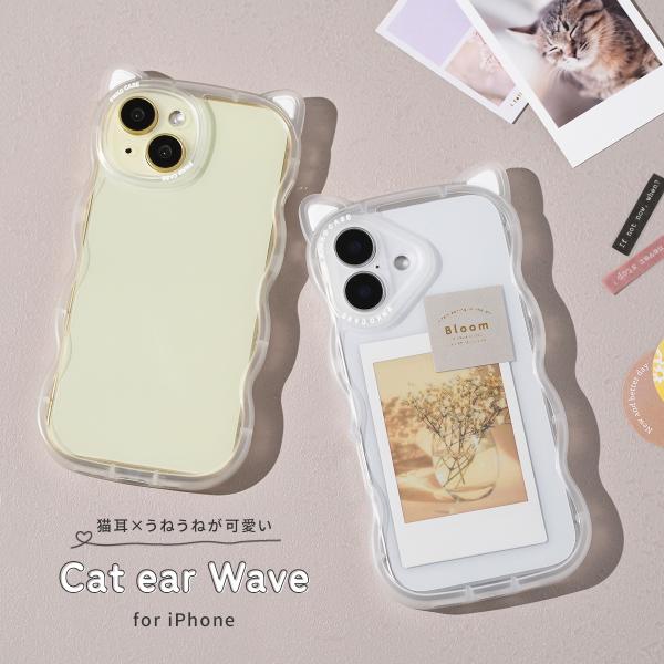 ブラック　猫耳　iPhoneケース　韓国　ねこ　黒白猫　カラス　クリア　かわいい x-mall_ip-cat-clr