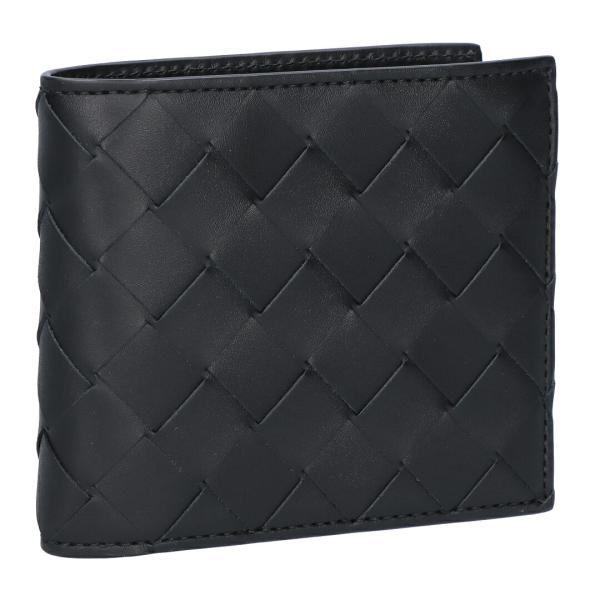 【お取り寄せ】 【並行輸入品】 ボッテガヴェネタ BOTTEGA VENETA メンズ 折財布 二つ折り財布 小銭入れ付き イントレチャート 749412 VCPQ4 8803 BLACK-SILVER