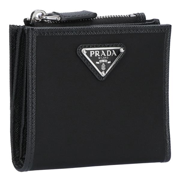 【お取り寄せ】 【並行輸入品】 プラダ PRADA 折財布 二つ折り財布 TESSUTO+SAFFIAN テスートサフィアーノ 2ML049 2DMH F0002 NERO