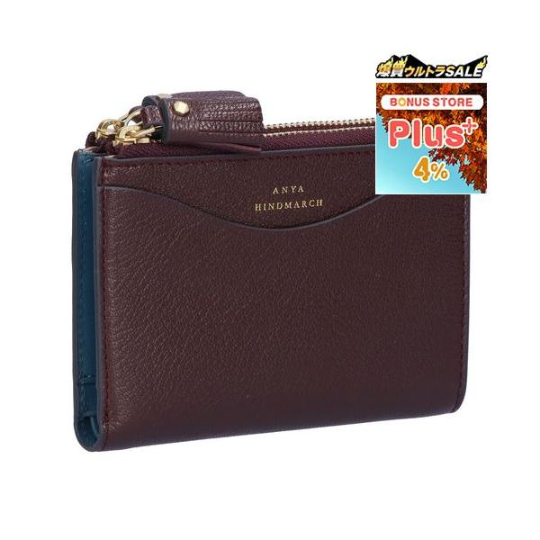 【並行輸入品】 アニヤハインドマーチ ANYA HINDMARCH 折り財布 ニつ折財布 PEEPING EYES ピーピング アイズ 204873/5050925204873 CLARET スモール ダブルジッ