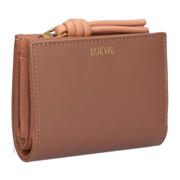 【並行輸入品】 ロエベ LOEWE 折財布 二つ折り財布 ノット コンパクト ウォレット CEM1NCWX01 6255 TAN/PAPAYA
