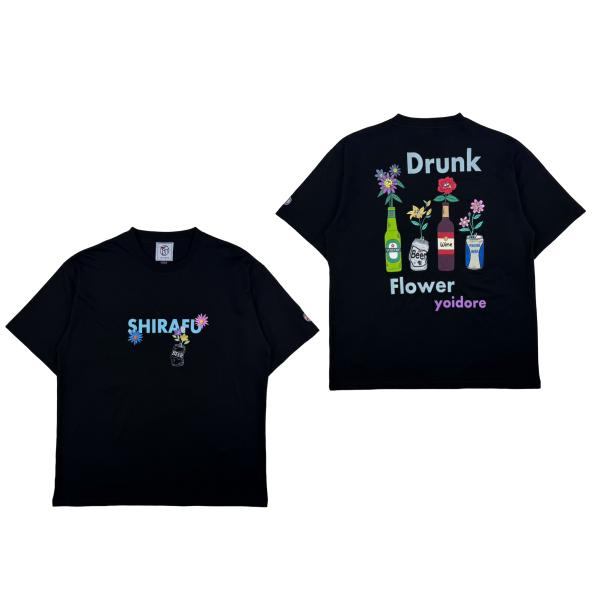 ≪クリアランスセール≫ よいどれ YOIDORE 826211 酔っ払いフラワー ポケット Tシャツ カラーブラック(99) 酒 刺繍 カジュアル タウン