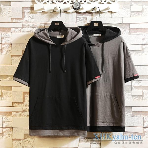 半袖パーカー メンズ パーカー 切り替え パーカ プルオーバーパーカー 半袖 フード付き メンズパーカー 父の日 Buyee Servicio De Proxy Japones Buyee Compra En Japon