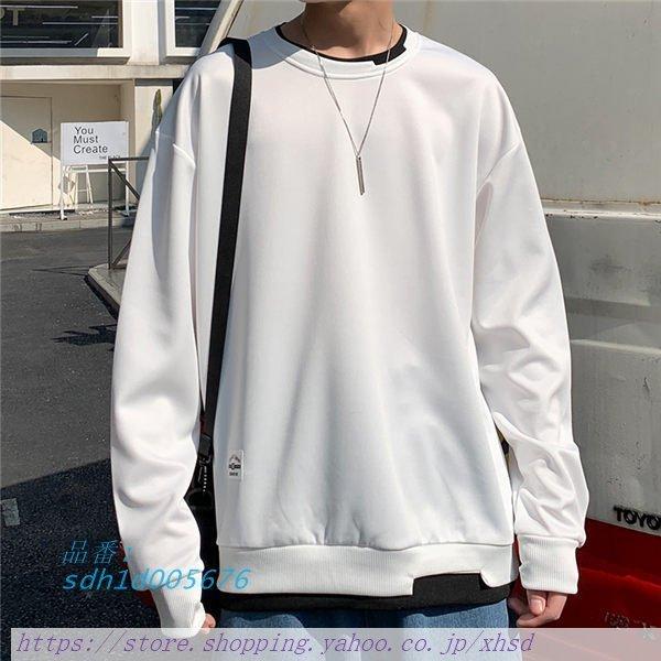 トレーナー メンズ 無地トレーナー レイヤードトレーナー 秋服トレーナー プルオーバー 送料無料 重ね着風 韓国ファッション 秋服 ロゴ クルーネック Sdh1d 奇跡の花 通販 Yahoo ショッピング