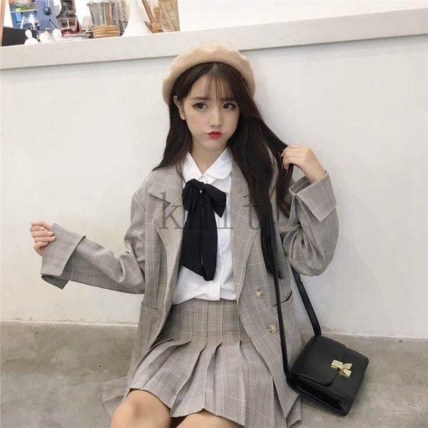 セットアップレディース高校生中学生ガーリー制服風コーデ3点セットシャツチェック柄ジャケットプリーツミニスカート3212 Lem a3 誠信商事 通販 Yahoo ショッピング