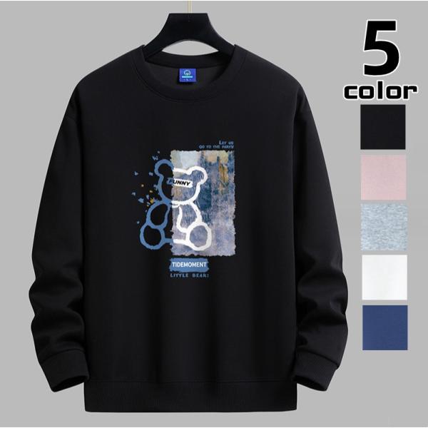 ウェット トレーナー メンズ 無地 薄手 長袖 クルーネック プル