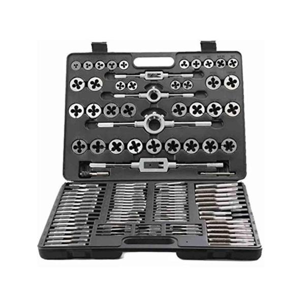 タップとダイセットプロタングステン鋼タップとダイスレッド切削工具精密メトリックボルトエンジニアリングタップとダイキット（110個）