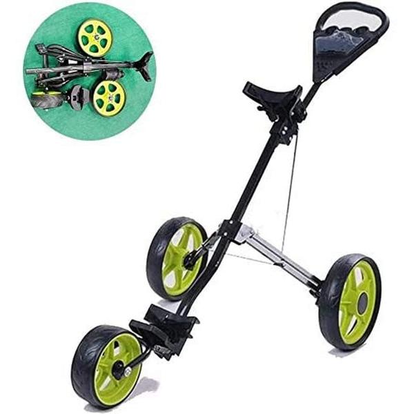 ゴルフプッシュカート、3輪プッシュプルゴルフカート、軽量折りたたみ式ゴルフトロリー、ドリンクホルダーシート付き、折りたたみカートを開閉するのに1秒 ゴルフプッシュカート、3輪プッシュプルゴルフカート、軽量折りたたみ