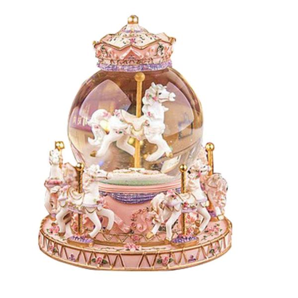 カルーセル馬オルゴールスノードーム友人や子供のための色の変更LED