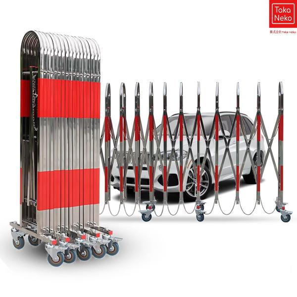 フェンス 柵 屋外 ステンレス鋼 バリケード 伸縮フェンス キャスター付き 高い110cm 長さ3m-10m 伸縮 アコーディオン ポータブルで柔軟なモバイル バリケード ドア ガードレール 門扉 エクステリア ゲート 庭 道路 ガレージ ...