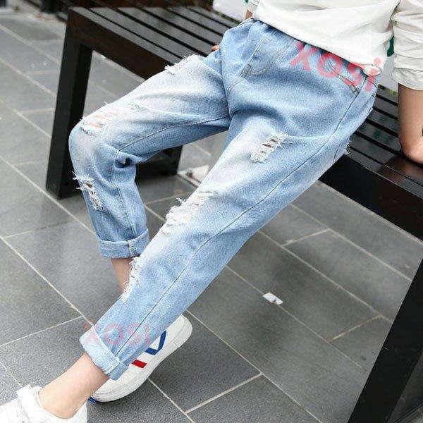 夏 韓国子供服 おしゃれ 女の子 デニムダメージジーンズ シンプル パンツ 子供 学生 レジャー デニムロングパンツジーパン ジーンズ キッズ ボトムス Ops11 Xosi 通販 Yahoo ショッピング