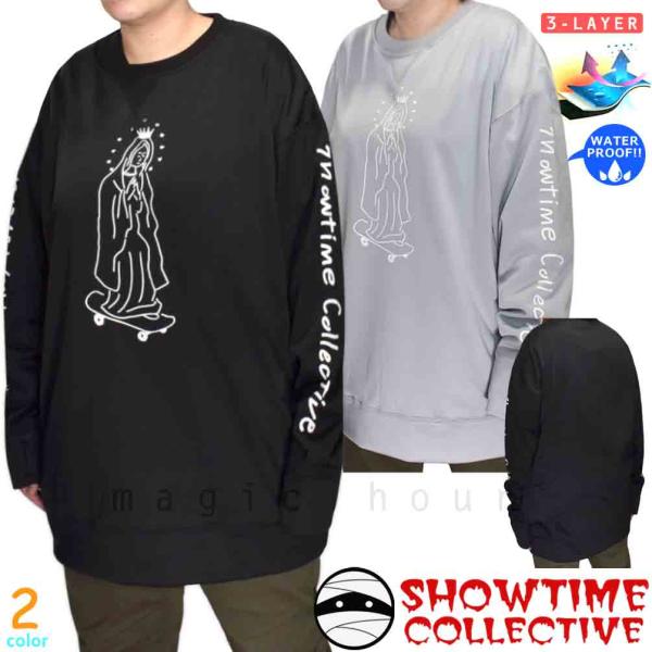 スノーボード 防水 トレーナースノボー  撥水 防風 防寒 ウェア ジャケット クルーネック メンズ レディース SHOWTIME ブランド ショウタイム 黒 グレー