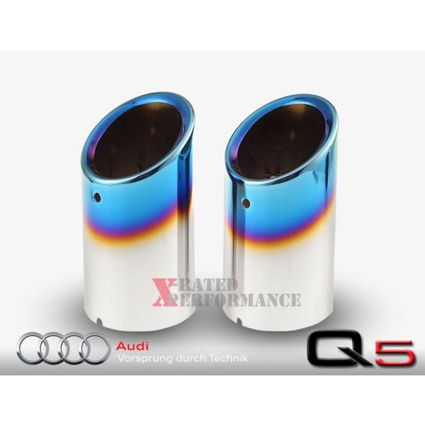アウディ Q5 8R 2.0TFSI マフラーカッター テールパイプフィニッシャー チタニウムブルー