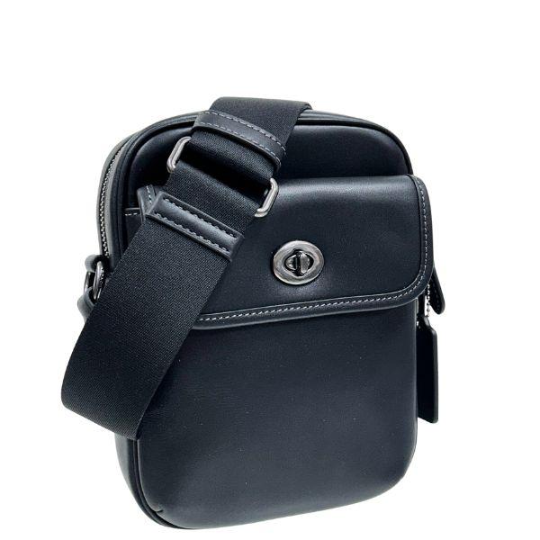 国内発送 コーチ バッグ メンズ COACH ショルダーバッグ レザー ターンロック クロスボディ バッグ CAJ31 QB/BK ブラック COACH（コーチ） バッグ メンズ ショルダーバッグ レザー ターンロック