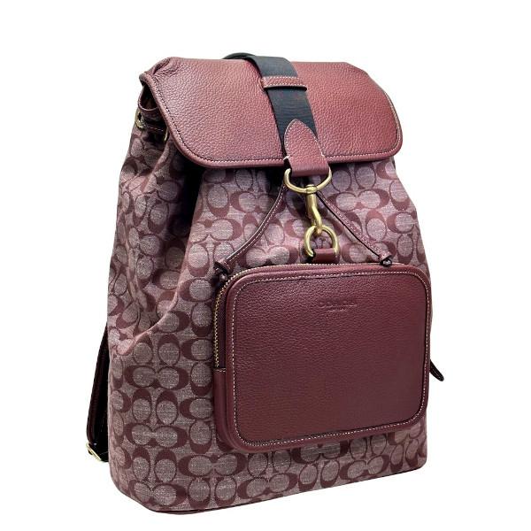 新品未使用　コーチ　デンプシー　本革　リュック　シグネチャー　ワインレッド COACH（コーチ） 送料無料 CG775 バッグ メンズ リュック シグネチャー