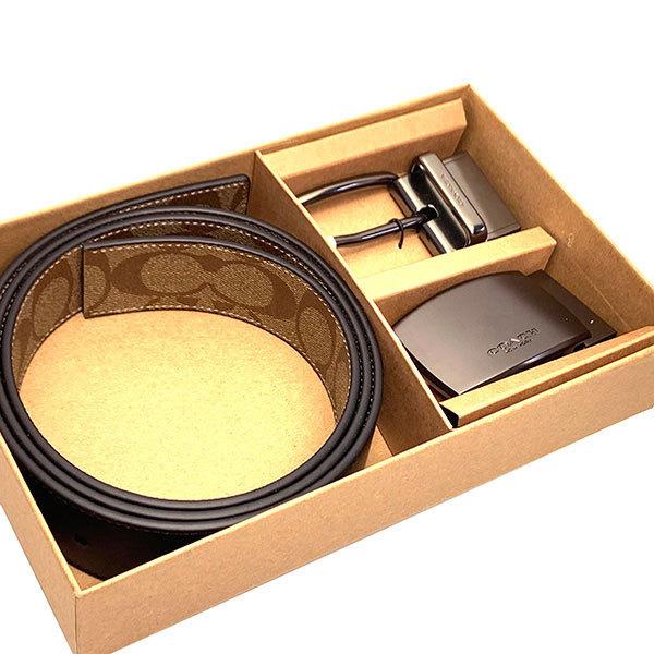 COACH 送料無料 コーチ ベルト メンズ シグネチャー セット 専用BOX  