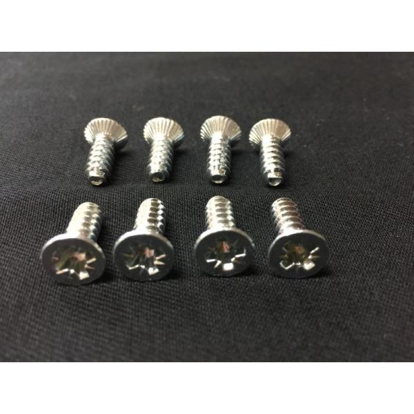 VISTスノーボードプレートの金属製の天板をベースプレートに固定するためのタッピングビスです。ポジビスですので脱着にはＰＺ３のポジドライバーをご使用下さい。4本単位の販売です。
