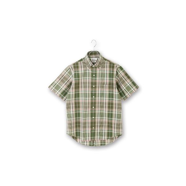 AOYAMA 【洋服の青山】メンズ 春夏用 グリーン系 ボタンダウンチェック