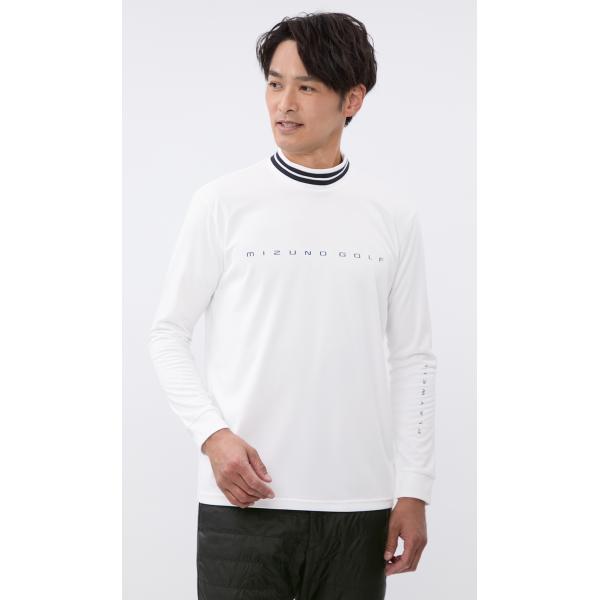 AOYAMA 【洋服の青山】モックネック シャツ メンズ 秋冬用 ホワイト系