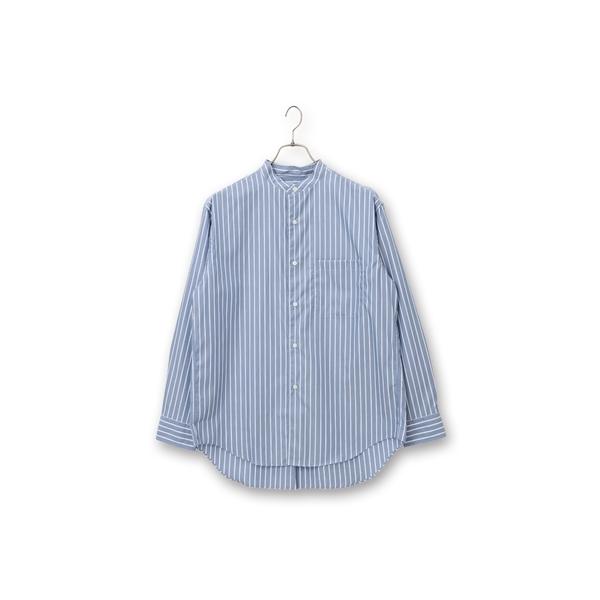 AOYAMA 【洋服の青山】綿100% 春夏秋冬 ブルー 青 バンドカラーシャツ