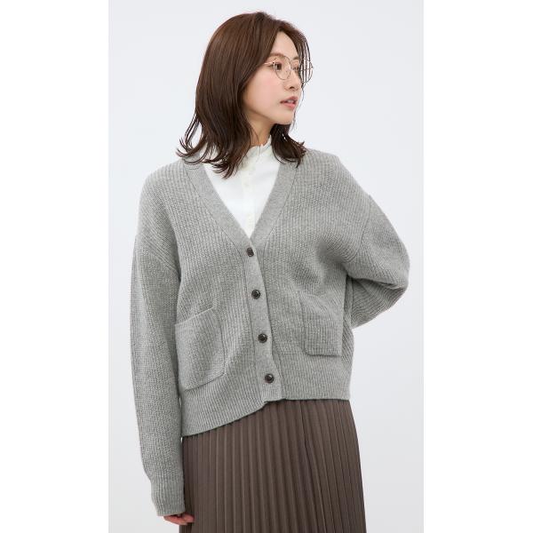 【極美品】エンポリオアルマーニ ヴァージンウール100% カーディガン グレー AOYAMA 【洋服の青山】カーディガン レディース 秋冬用 グレー 灰色