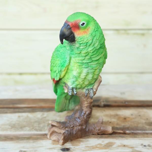 雑貨 置物・フィギュア：グリーンオウム*W-444 : 遊恵盆栽 Yahoo!店
