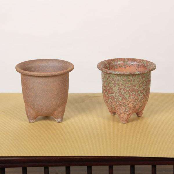 骨董品鉢足付き 鉢：国産 足付丸鉢 3号* 資材 : 遊恵盆栽 Yahoo!店 - 通販