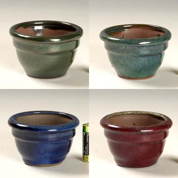 中国鉢　丸　カゴ　盆栽鉢 鉢：中国丸鉢 9.3cm p15-2* 資材 : 遊恵盆栽 Yahoo!店 - 通販