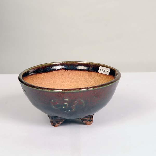 平安虹泉　丸　盆栽鉢 現代小鉢：平安虹泉 碗型丸鉢 12.1cm【現】*資材 : 遊恵盆栽