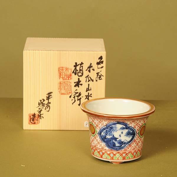 鉢：昭阿弥 木瓜山水の図 9cm【現】*資材 : 遊恵盆栽 Yahoo!店