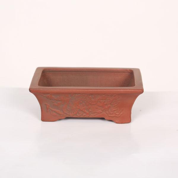 盆栽小鉢：美芸（常滑）長方竜柄付鉢 11.1cm*資材 : 遊恵盆栽 Yahoo!店