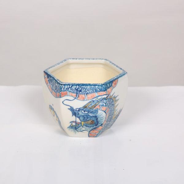 祥石　六角　白　盆栽鉢 現代小鉢：祥石（二代目） 六角鉢 7.7cm【現】*資材 : 遊恵盆栽