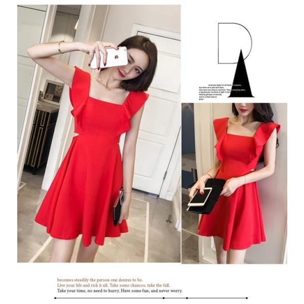 ワンピース レディース ノースリーブ フレア フリル ミニ ショート丈 ワンピ ミニドレス ブラック 赤 黒 Buyee Buyee 日本の通販商品 オークションの代理入札 代理購入