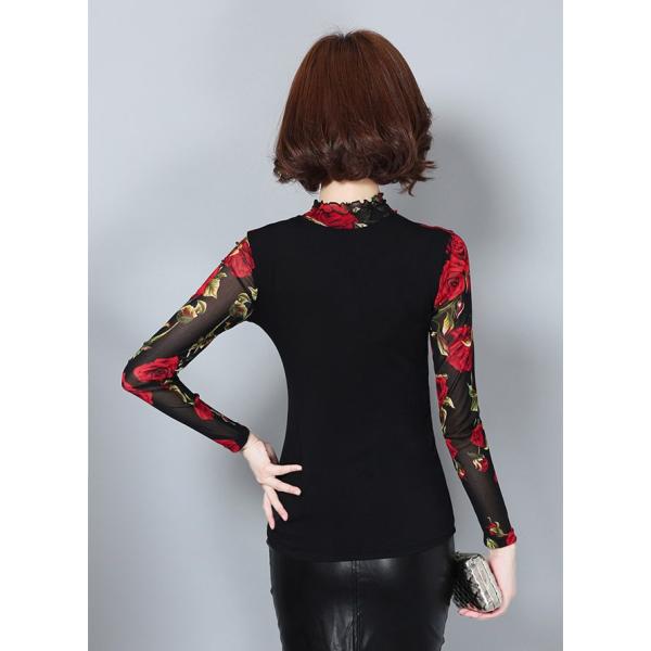 トップス レディース 長袖 ハイネック 切替 花柄 黒 透け素材 シースルー インナー 秋 秋冬 冬 秋ファッション 秋服 エレ Buyee Buyee 일본 통신 판매 상품 옥션의 대리 입찰 대리 구매 서비스