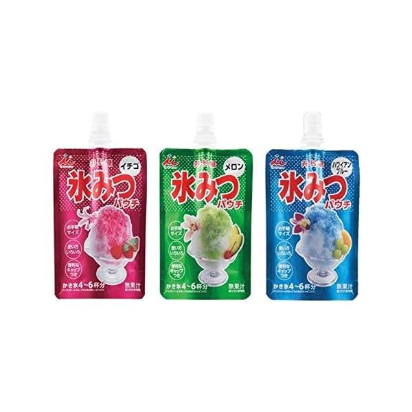 井村屋 かき氷シロップ 「パウチ氷みつ」 3種セット（イチゴ・メロン・ハワイアンブルー）各150g