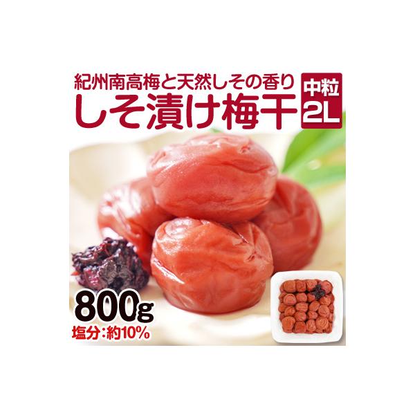 ふるさと納税 御坊市 しそ漬け梅干し 800g(紀州南高梅)中粒 2L 和歌山県産