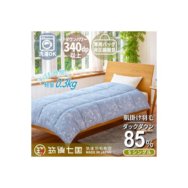 ふるさと納税 筑後市 ダウン85% 0.3kg 洗える肌掛け羽毛布団シングル