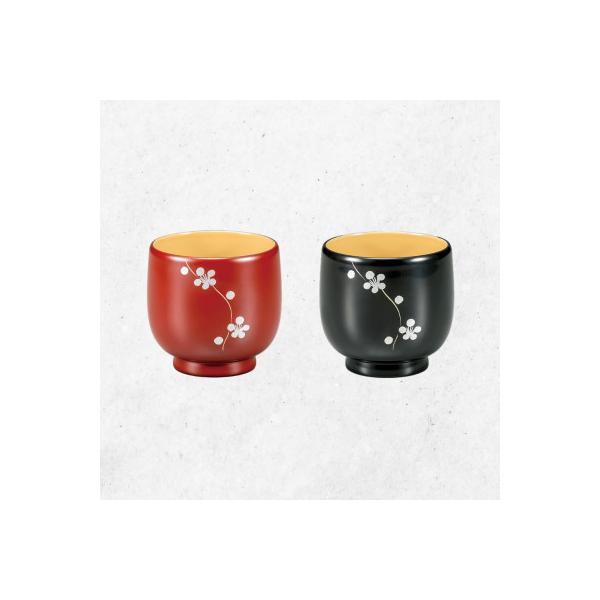 ふるさと納税 鯖江市 越前漆器 茜朱/黒 立梅利休湯呑 夫婦 ペア