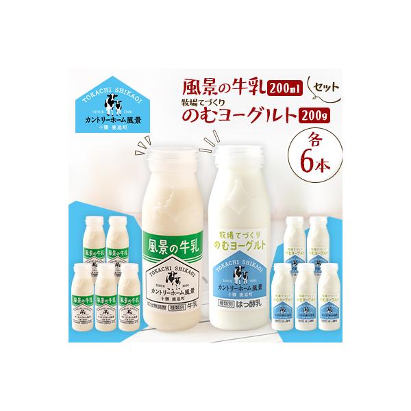 ふるさと納税 鹿追町 【セット】風景の牛乳 200ml 牧場てづくりのむヨーグルト 200g 各6本 SKB123