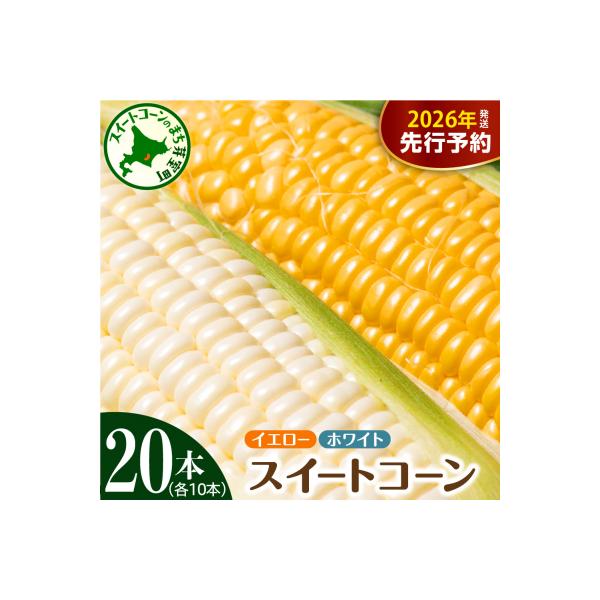 ■お礼品詳細　・配送方法：冷蔵　・提供事業者：愛菜屋　・容量：とうもろこしイエロー種：10本 とうもろこしホワイト種：10本■お申し込み・配送・その他　・発送時期：2026年7月下旬〜8月中旬頃にかけて順次発送※お盆中も配送いたしますので、...