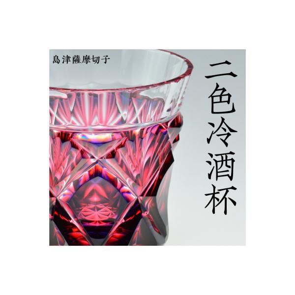 ふるさと納税 鹿児島市 島津薩摩切子 二色冷酒杯 cut251 ルリ金赤 K010