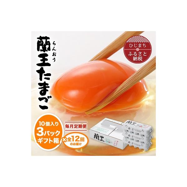 ふるさと納税 日出町 【毎月定期便】蘭王たまご 10個入り3パック ギフト箱でお届け全12回