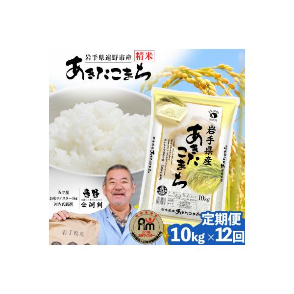 ふるさと納税 遠野市 【毎月定期便】遠野産 あきたこまち 精米 10kg 河
