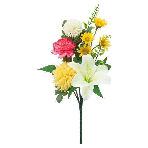 【商品仕様】(素材)全長30幅15(ポリエステル・ポリエチレン)※単位はcmです( asc2025 )( allp5 )( 15asoh )( fnrlkw ) 花束 仏壇 お墓 紫 白 ホワイト ピンク 黄色 イエロー かわいい モダン ...