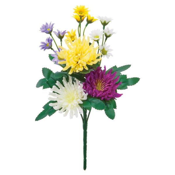 【商品仕様】(素材)全長35幅20(ポリエステル・ポリエチレン)※単位はcmです( asc2025 )( allp5 )( 15asoh )( fnrlkw ) 花束 仏壇 お墓 紫 白 ホワイト 黄色 イエロー 仏前 墓前 菊 造花仏花 ...