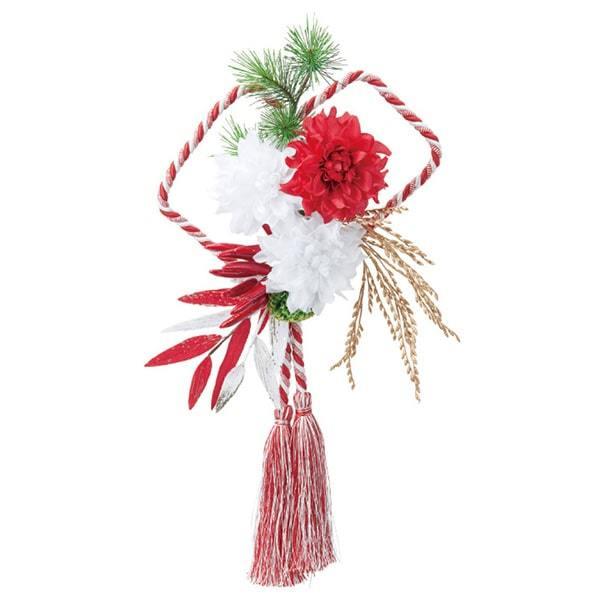 お正月飾り とりよせ品 Asca アスカ 紅白ダリアの壁飾り しめ縄 注連縄 しめなわ 玄関 壁掛け リース スワッグ 吊るす 飾り 和 Asc A 造花ドライフラワー専門問屋花びし 通販 Yahoo ショッピング