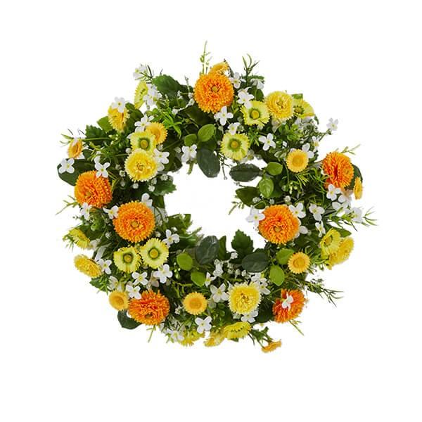 造花 とりよせ品 花びし ひな菊のリース イエロー 和 菊 マム インテリア インテリアフラワー フェイクフラワー シルクフラワー 花材 春 Hnb T0326 造花ドライフラワー専門問屋花びし 通販 Yahoo ショッピング