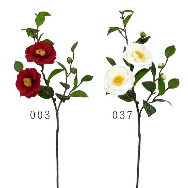 正月 造花 とりよせ品 寒椿 寒椿 カンツバキ つばき カメリア レッド 赤 赤色 クリーム クリーム色 アイボリー 淡黄色 オフホワイト 白 グリーン 緑 迎春