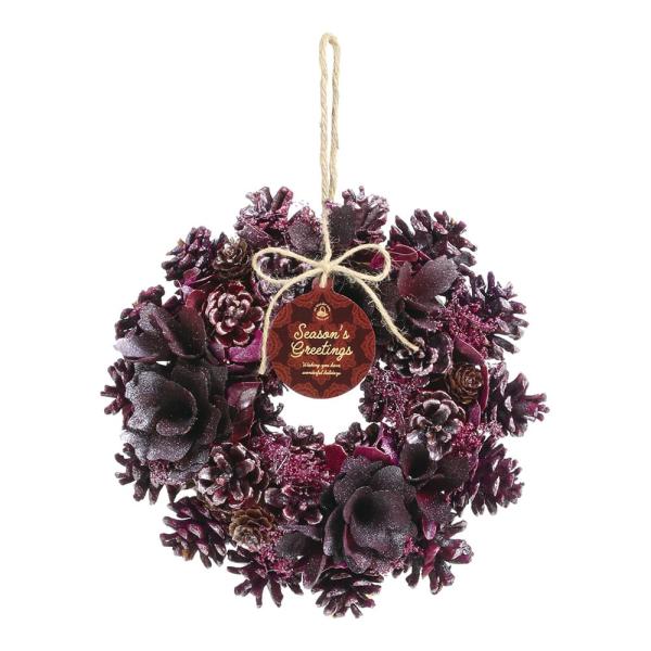 クリスマス リース とりよせ品 ドライ木の実のナチュラルリース 25cm バイオレット 造花 クリスマスリース スワッグ ハンガー ツリー クリスマスツリー