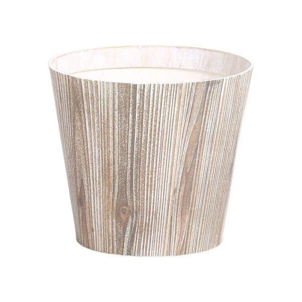 【商品仕様】直径18.5cm 高さ16cm※染色・ペイント等をしており、水濡れや摩擦によって色落ち等の可能性がある商品です。ご使用にはご注意ください。※ダ鉢5号用※木目調にプリントした紙を貼り付けた商品です。 鉢カバー 木目調 紙貼り イン...